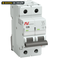 Автоматический выключатель EKF Averes AV-6 2P C25 А 6 кА mcb6-2-25C-av
