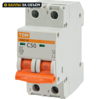 Автоматический выключатель TDM Electric ВА47-29 2P C50 А 4.5 кА SQ0206-0098