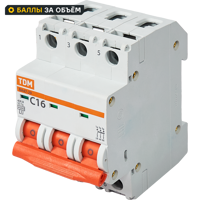 Автоматический выключатель TDM Electric ВА47-29 3P C16 А 4.5 кА SQ0206-0109